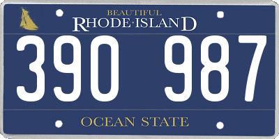 RI license plate 390987