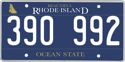 RI license plate 390992