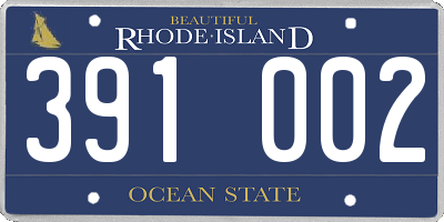 RI license plate 391002