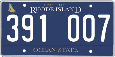 RI license plate 391007