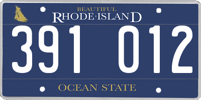 RI license plate 391012