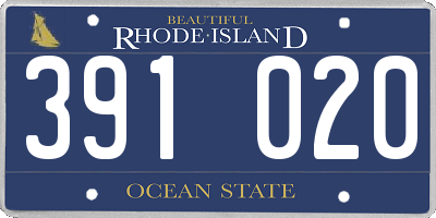 RI license plate 391020