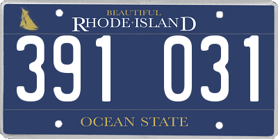 RI license plate 391031