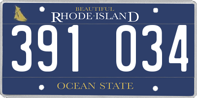 RI license plate 391034