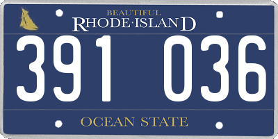 RI license plate 391036