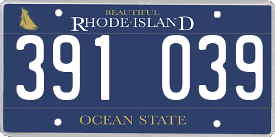 RI license plate 391039