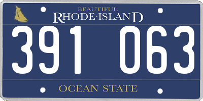 RI license plate 391063