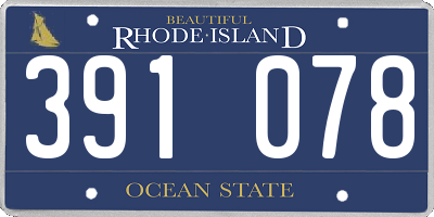 RI license plate 391078