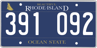 RI license plate 391092