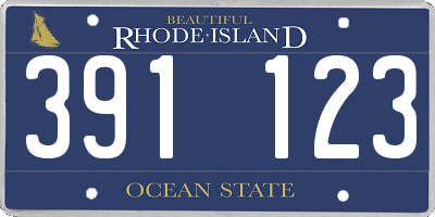 RI license plate 391123