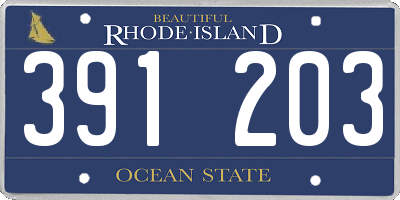 RI license plate 391203