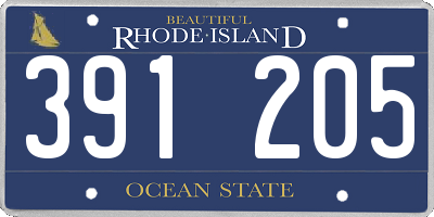 RI license plate 391205
