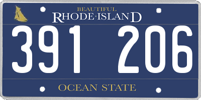 RI license plate 391206