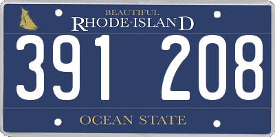RI license plate 391208