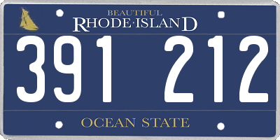 RI license plate 391212