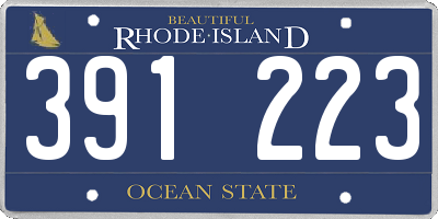 RI license plate 391223