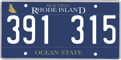RI license plate 391315