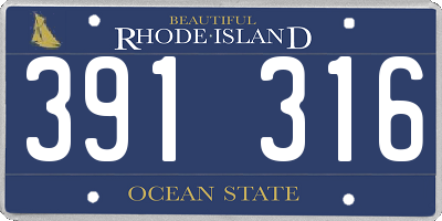 RI license plate 391316