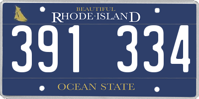 RI license plate 391334