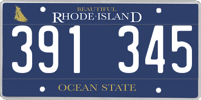 RI license plate 391345