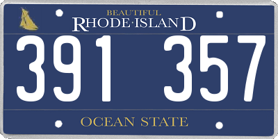 RI license plate 391357