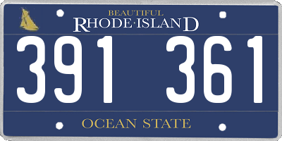 RI license plate 391361