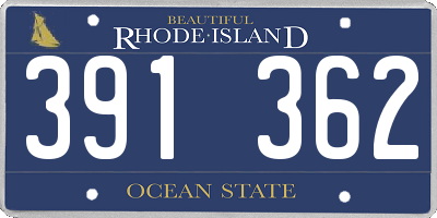 RI license plate 391362
