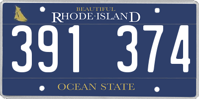 RI license plate 391374