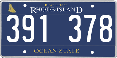 RI license plate 391378