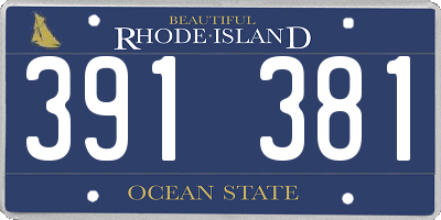 RI license plate 391381