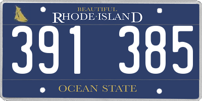 RI license plate 391385