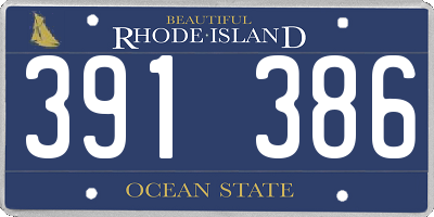 RI license plate 391386