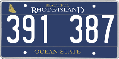 RI license plate 391387