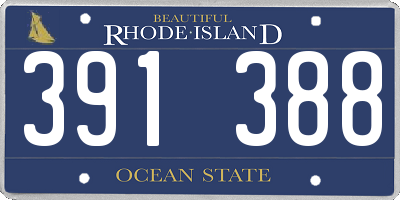 RI license plate 391388