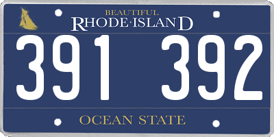 RI license plate 391392