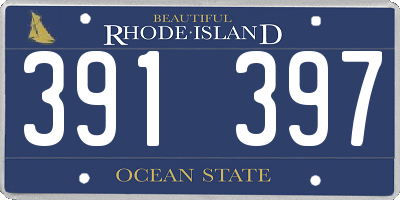 RI license plate 391397