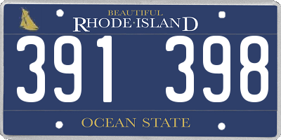 RI license plate 391398