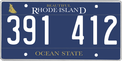 RI license plate 391412