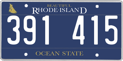 RI license plate 391415