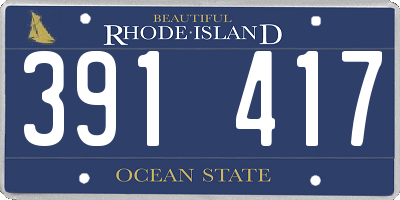 RI license plate 391417