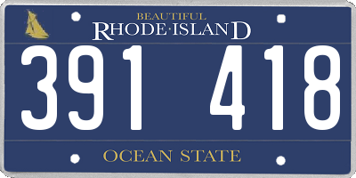 RI license plate 391418