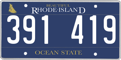 RI license plate 391419