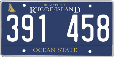 RI license plate 391458