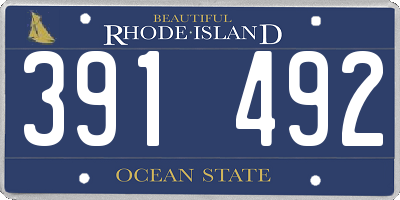RI license plate 391492