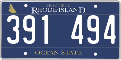 RI license plate 391494