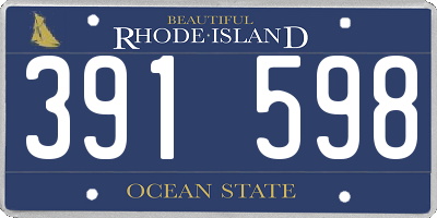 RI license plate 391598