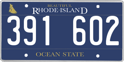 RI license plate 391602