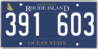 RI license plate 391603