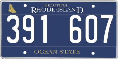 RI license plate 391607