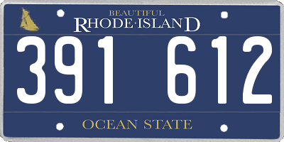 RI license plate 391612